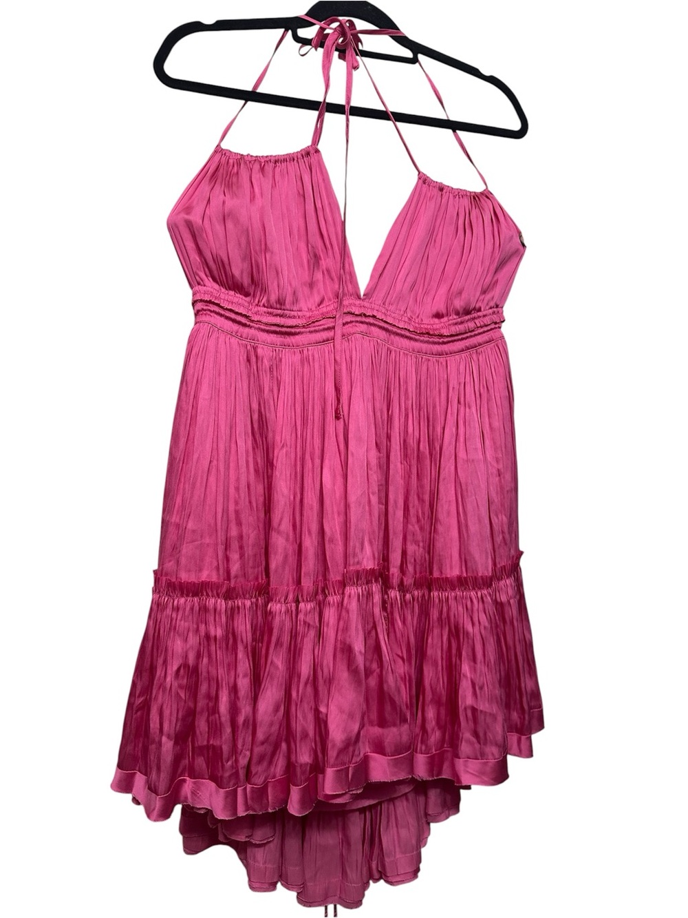 Reset by Jayne 2 Strap Mini Dress Miranda Halter Dress- Hot Pink- Size Large - Picture 2 of 5
